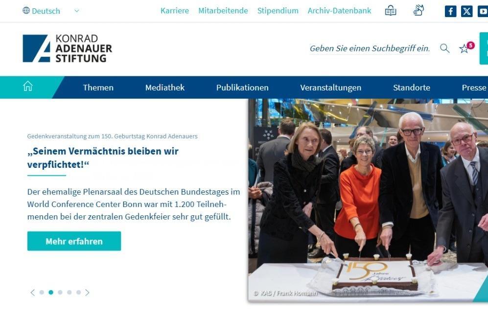Ein Screenshot der Homepage von kas.de
