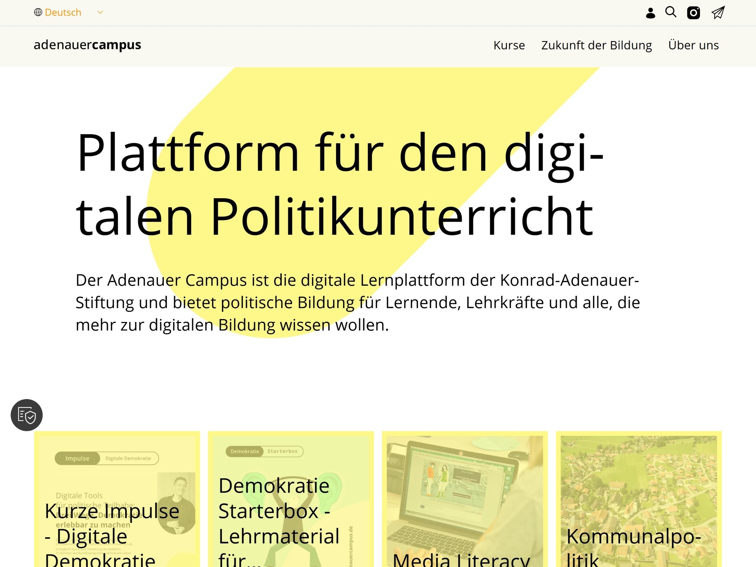 Ein Screenshot der Homepage von adenauercampus.de